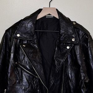 Vintage Black Leather Moto / Biker Jacket